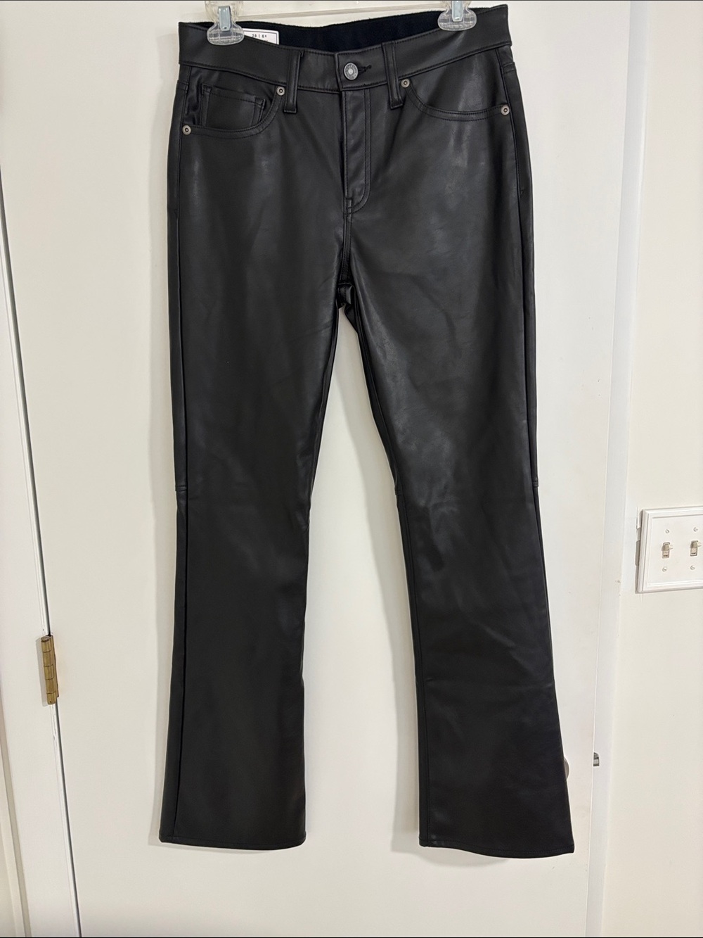 GAP Black Faux Leather Flare Jeans